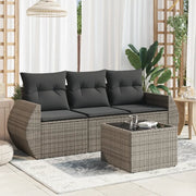 Set Divani da Giardino 4 pz con Cuscini in Polyrattan Grigio