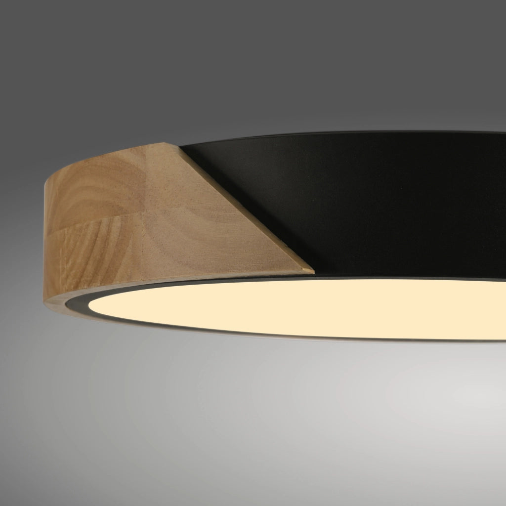 Plafoniera rotonda Ø32 nera/legno LED 24W BILA Just Light