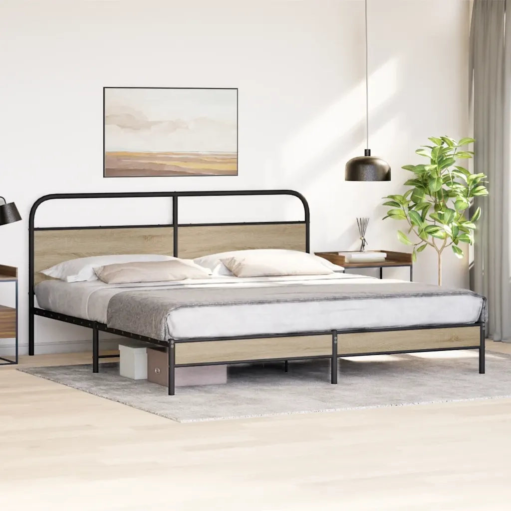 Giroletto senza Materaso in Metallo Rovere Fumo 180x200 cm 3318669