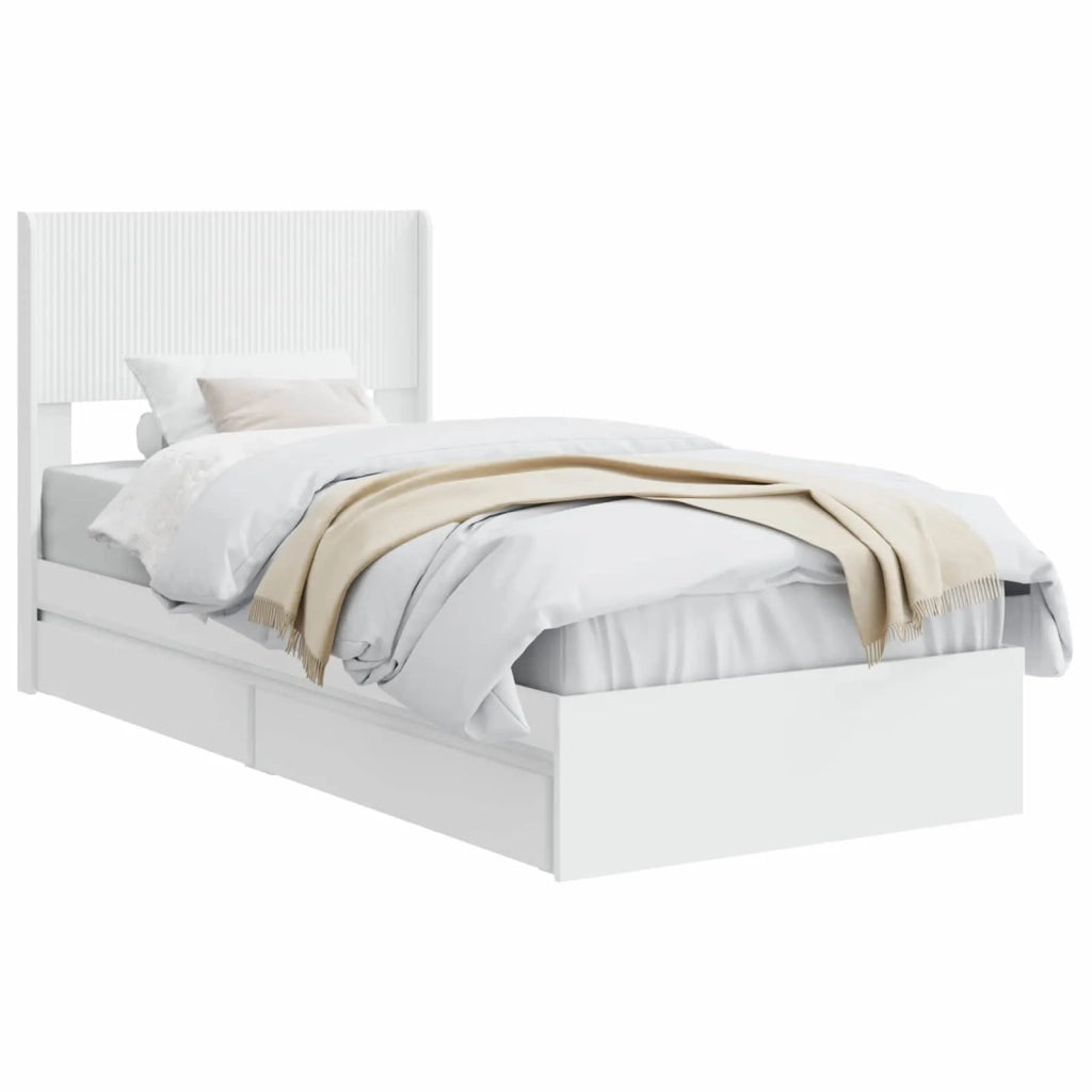 Struttura del letto con stoccaggio e testata Bianco 90 x 200 cm 3414413