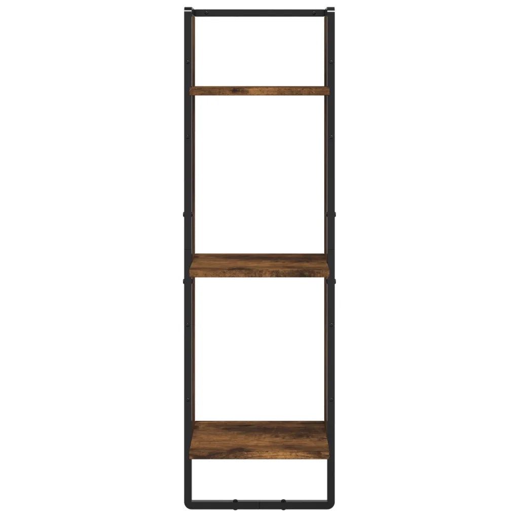 Scaffale a Parete 3 Ripiani Rovere Fumo 30x25x100cm Multistrato 836305