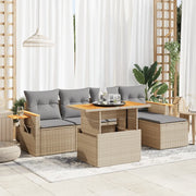 Set Divano da Giardino 6 pz con Cuscini Beige Polyrattan Acacia 3327587