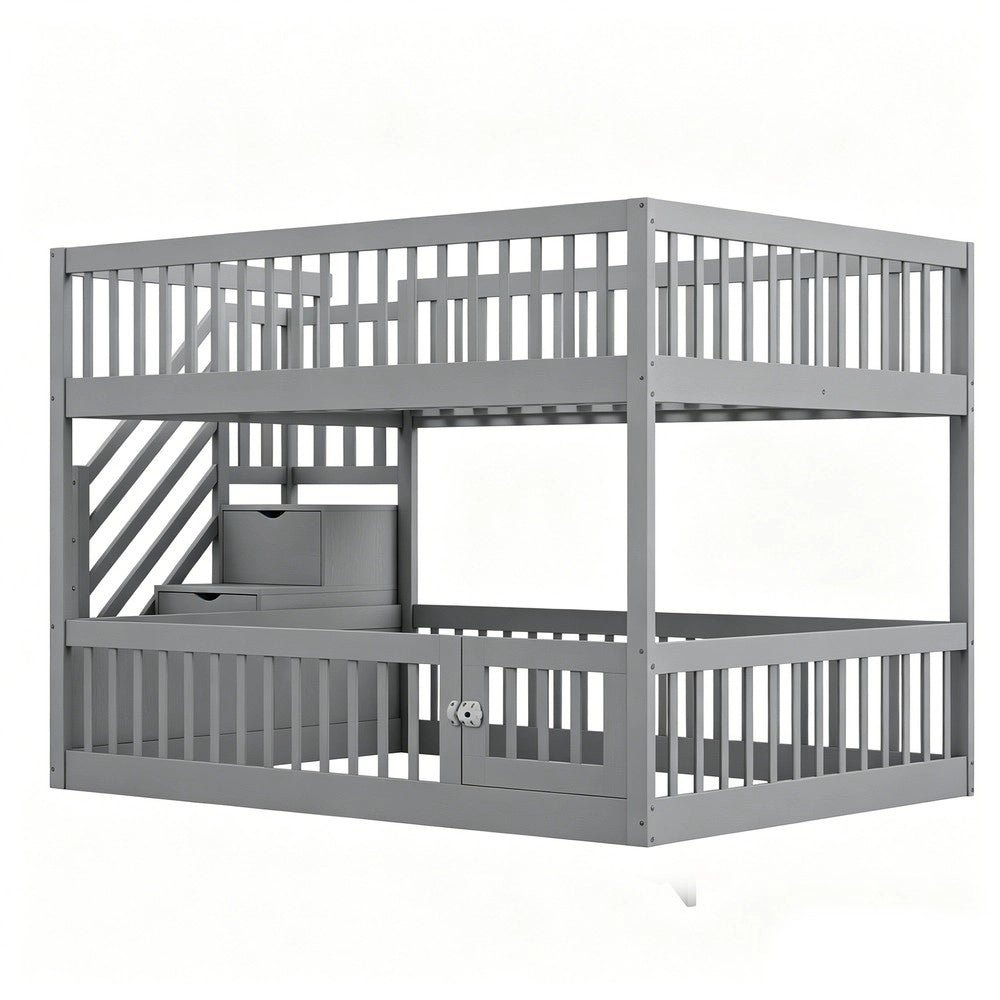 Letto a Castello 140x200 con Cassetti e Scala ¨C Xylo ¨C Grigio, Legno