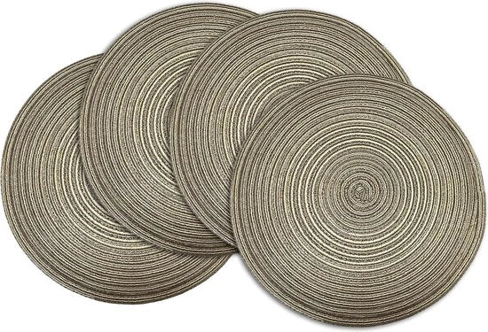 Piastre da tavola in ceramica circolari, set da 4 piastre da tavola in fibra, lavabili e resistente al calore per occasioni speciali (marrone)
