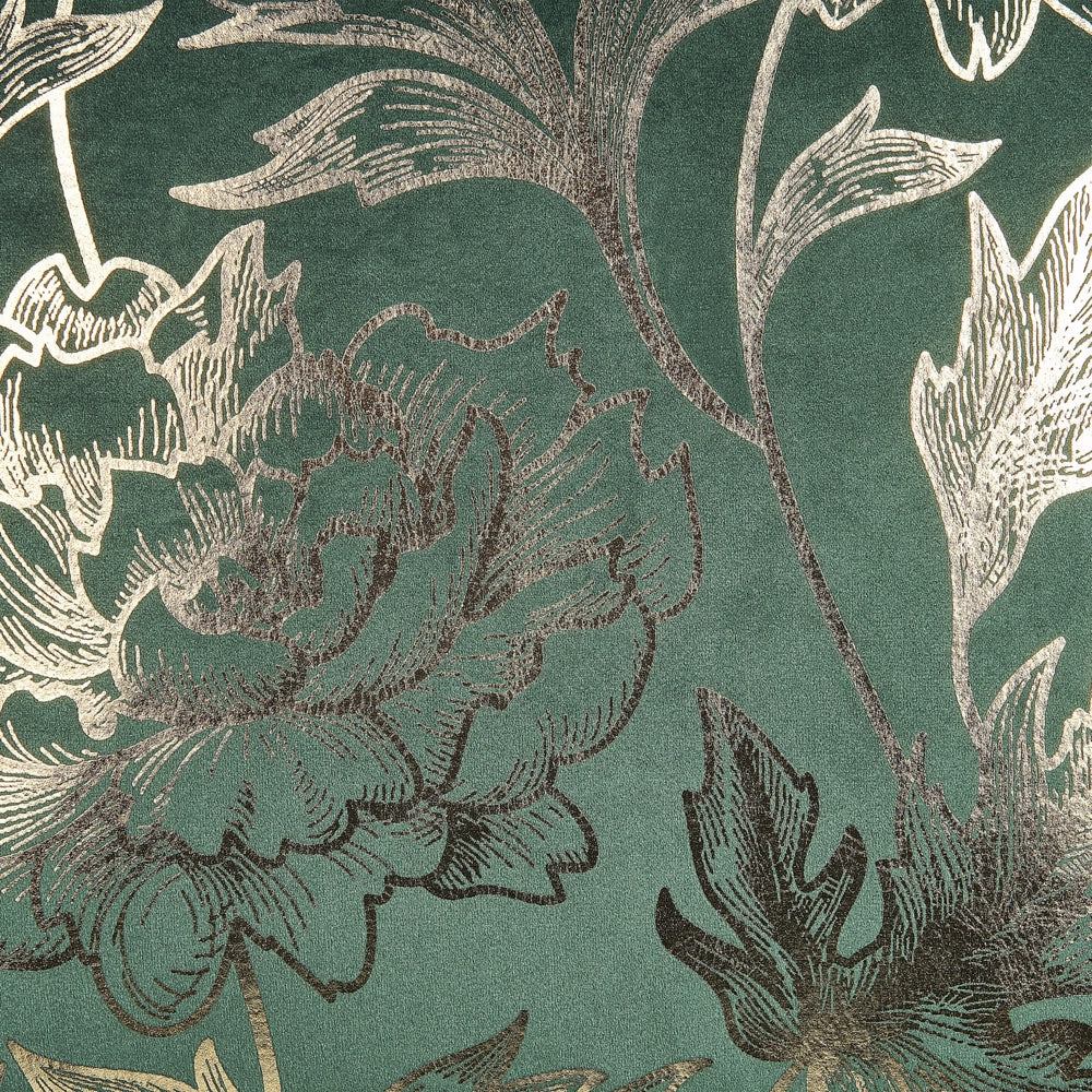 Set di 2 cuscini decorativi velluto verde 45 x 45 cm Accessori decorativi con stampa floreale in foglia d'oro