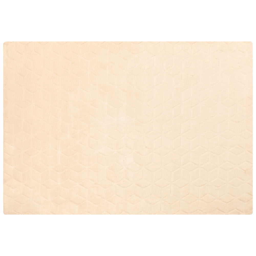 Tappeto in pelliccia di coniglio sintetica beige 160 x 230 cm shaggy ad alto pelo soggiorno camera da letto