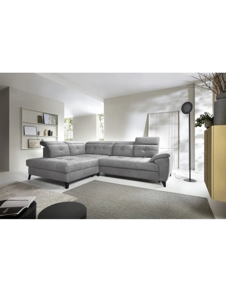 Divano ad angolo Grigio 5 posti angolo sinistro seduta alta 48cm INFERNO