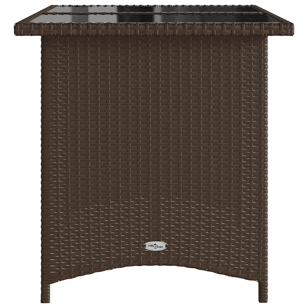 Tavolo Giardino Piano in Vetro Marrone 110x68x70 cm Polyrattan 366351