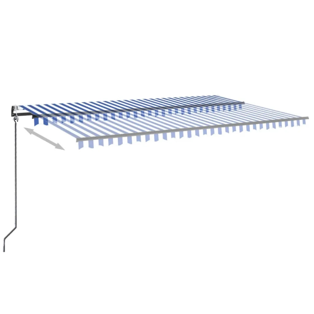 Tenda Automatica con Sensore Vento e LED 500x350 cm Blu Bianca 3069231