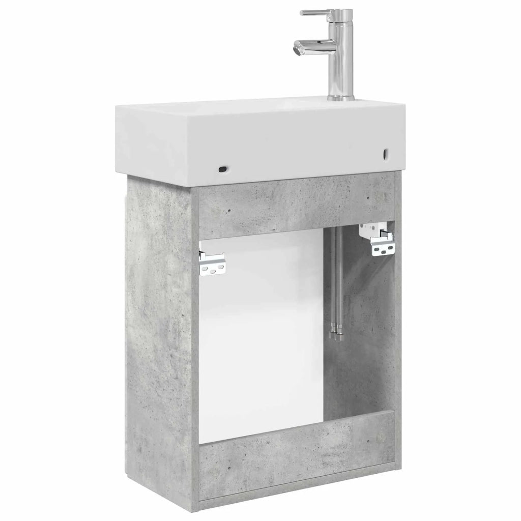 Mobile bagno con rubinetto Grigio Cemento 45,5 x 22,5 x 84 cm 889444