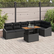 Set di Divani da Giardino 7 Pezzi con Cuscini Rattan Nero