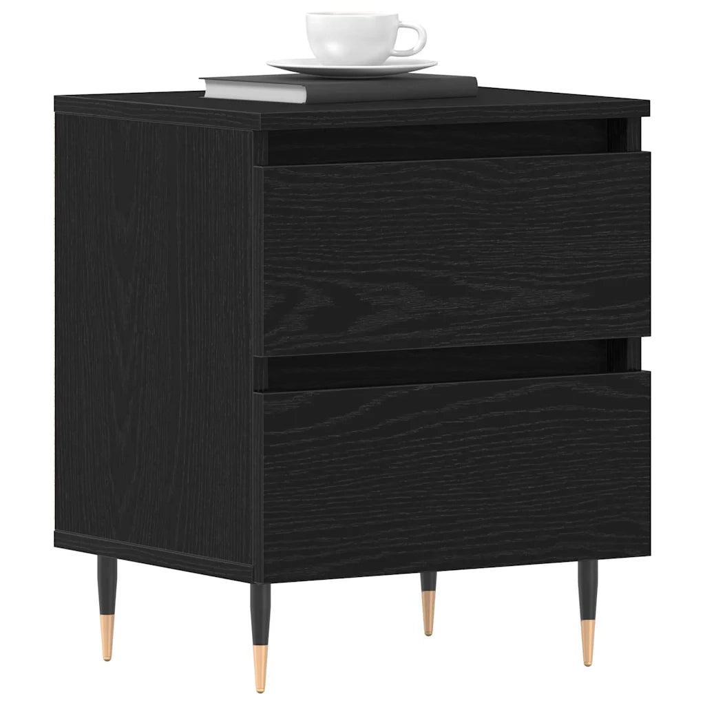 Comodino | Armadio da Notte | Mobiletto da notte Rovere Nero 40 x 35 x 50 cm Legno multistrato