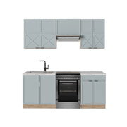 Vicco Cucina componibile Rovere blu-grigio chiaro/oro 200 cm senza piano di lavoro