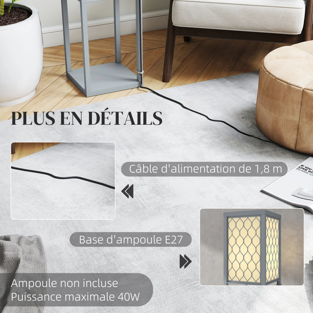 Lampadaire con scaffali 3 livelli ¨C zephmum ¨C grigio e bianco 26x26x160 cm