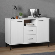 Credenza-Buffet-Armadio da cucina Gambe Metallo Bianco 113x40x77 cm Legno Massello OSLO