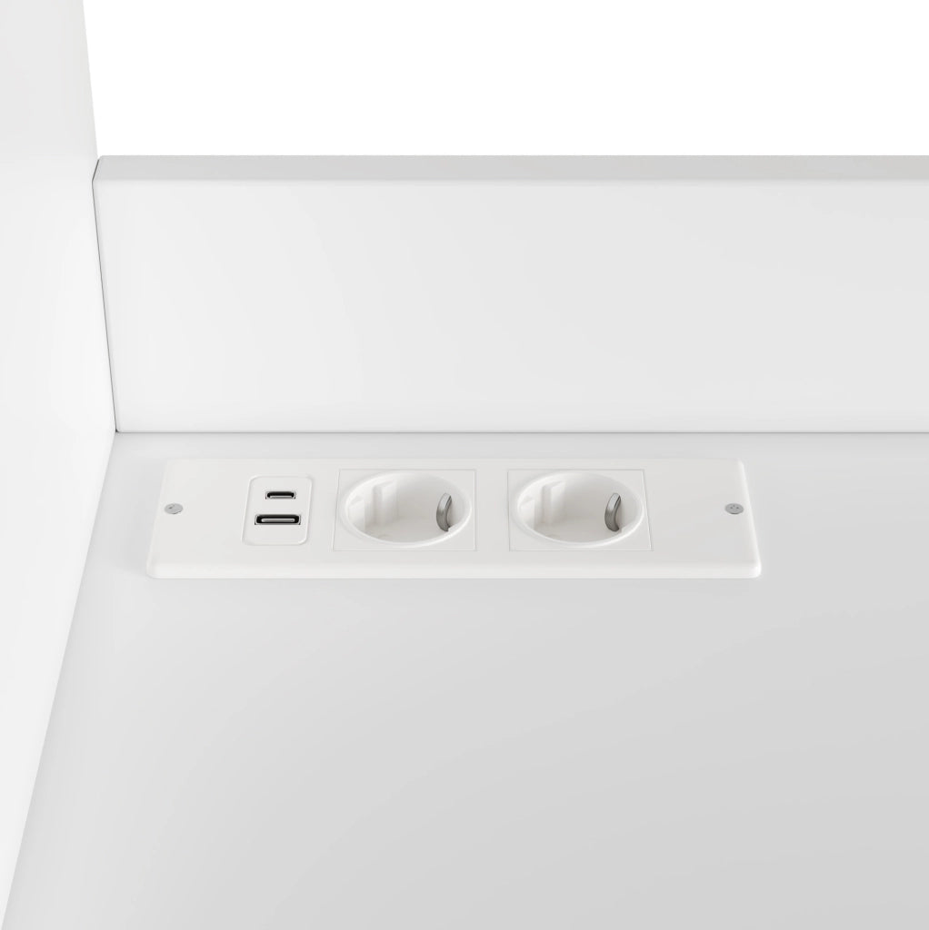 Credenza alta con ampio spazio contenitivo 100;5x40x178 cm; bianco; con prese USB e USB-C