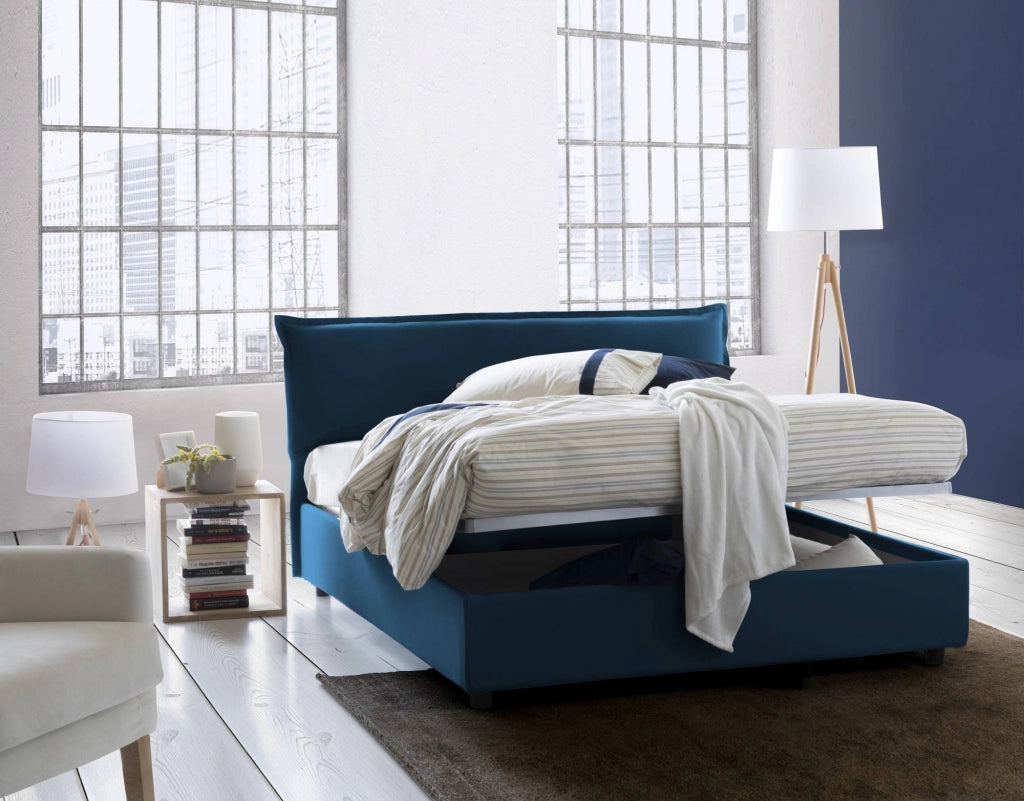 Letto Matrimoniale Andyymion, Letto Matrimoniale Sfoderabile Made in Italy, blu