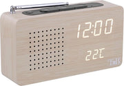 Orologio multifunzionale in legno con LED, orologio digitale, allarme, illuminazione regolabile e radio FM