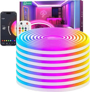 Striscia LED RGB Neon 10m con Pulsante Remoto e App, Impermeabile e Flessibile, Sincronizzazione Musica per Soggiorno e Camera da Letto
