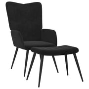 Poltrona Relax | Sedia Relax con Sgabello Nero in Velluto