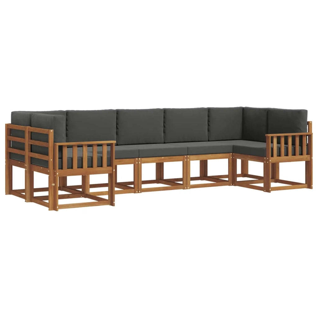 Set di divani da esterno con cuscino 7 pcs Naturale e Antracite