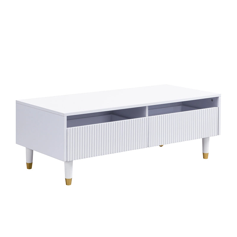 SET Mobile TV 4 ante e Tavolino 110/178 cm MDF Bianco con LED