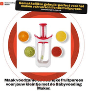 Faccia Puree per Bambini - Squeezer per Puree di Frutta - Ideale per la Preparazione a Casa - Colore Rosso - Sacchetti per Cibo - Puree Salute - Adatto per Bambini - Kit per Preparazione Puree