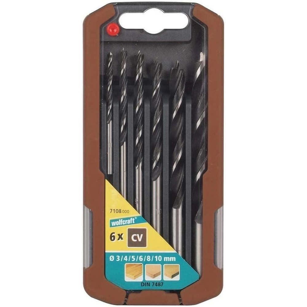 Set 6 Punte Trapano per Legno Elicoidali Wolfcraft
