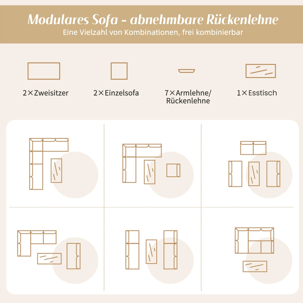 Set da pranzo da giardino set di mobili da giardino poltrona da giardino divano d'angolo letto da relax esterno tavolo da pranzo possono essere trasformati in poltrone lunghe acciaio zincato beige grigio