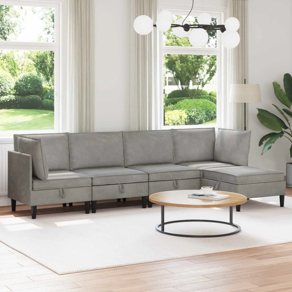 Set di mobili per il soggiorno 5 pcs Grigio Chiaro Velluto