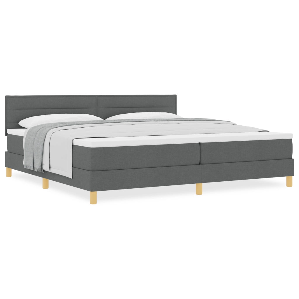 Letto a Mola con Materasso Grigio Scuro 200x200 cm Tessuto
