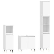 Set di Mobili da Bagno | Armadio da bagno 3 pz Bianco in Legno Multistrato
