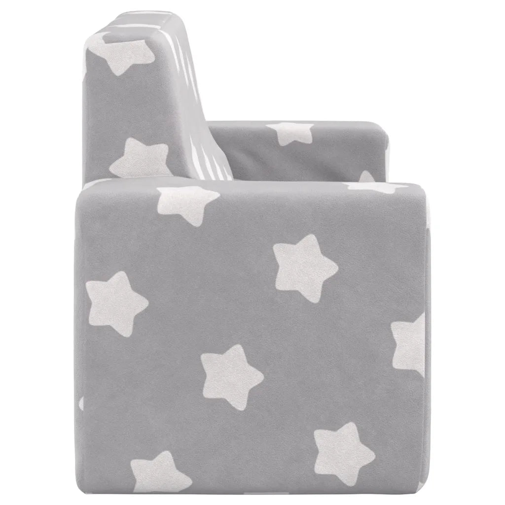 Divano per Bambini 2 Posti Grigio Chiaro Stelle Morbido Peluche 4104796