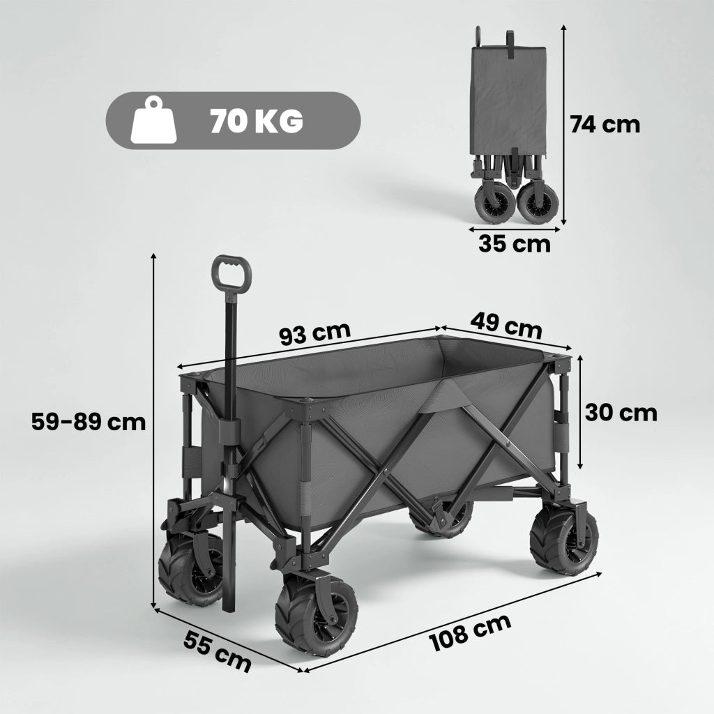 Carrello Giardino Pieghevole 70 kg ¨C Zephmum ¨C Grigio Scuro 360¡ã