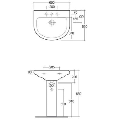 Set di sanitari completi di lavabo serie Orient con sedile incluso