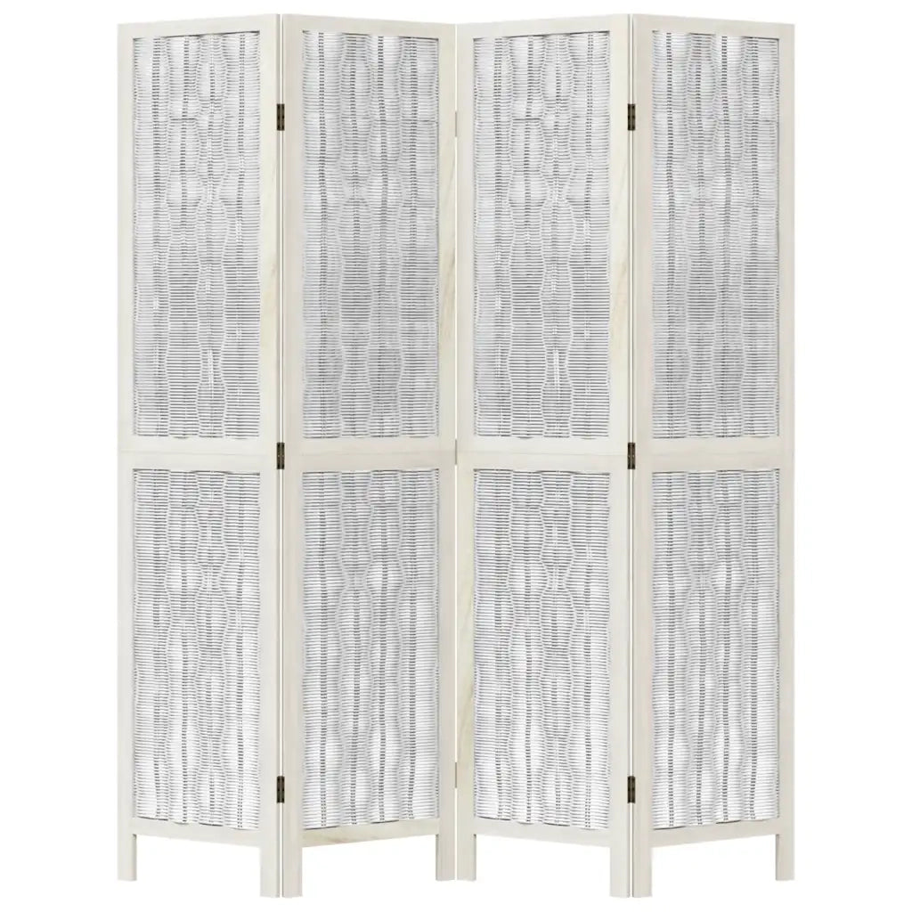 Divisorio Ambienti 4Pannelli Bianco Legno Massello di Paulownia