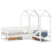 Letto singolo | Letto per adulti | Set Dormeuse e Panca con Tetto Bianco 80x200cm Massello Pino