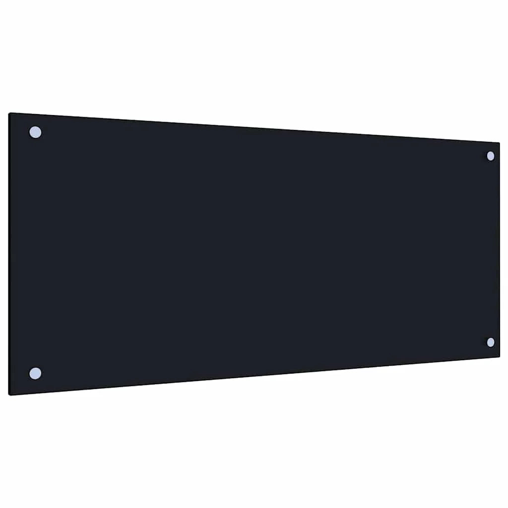 Set di 2 paraschizzi moderni per cucina 90 x 40 cm resistenti al calore design elegante vetro temperato nero 02_0056229