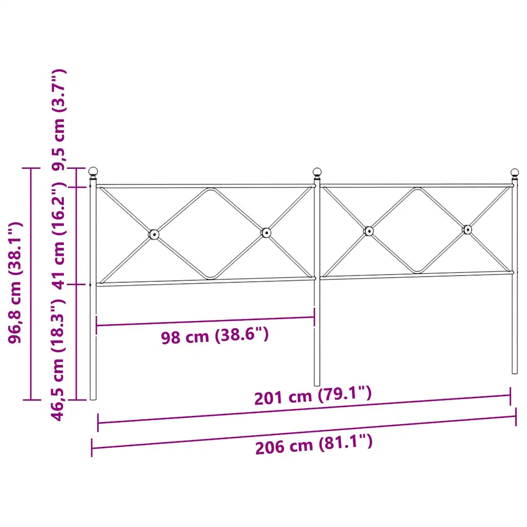 Testiera | Testata di Ricambio in Metallo Bianco 200 cm