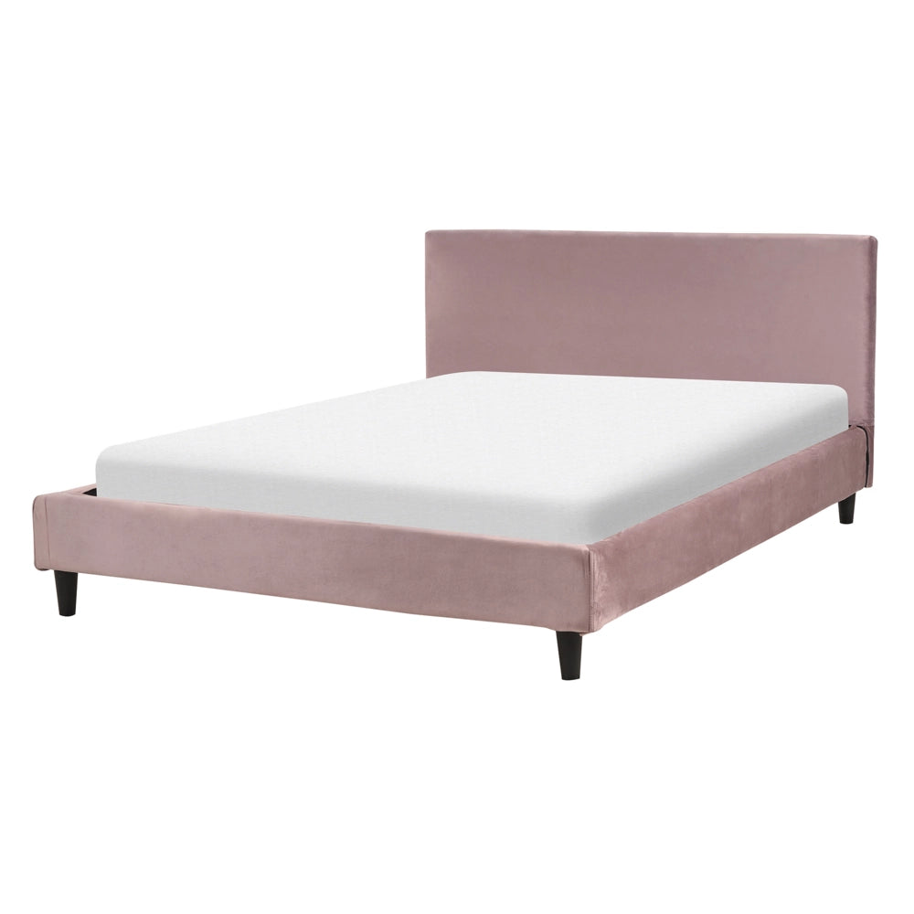 Letto matrimoniale in tessuto marrone con rete a doghe 140 x 200 cm stile contemporaneo
