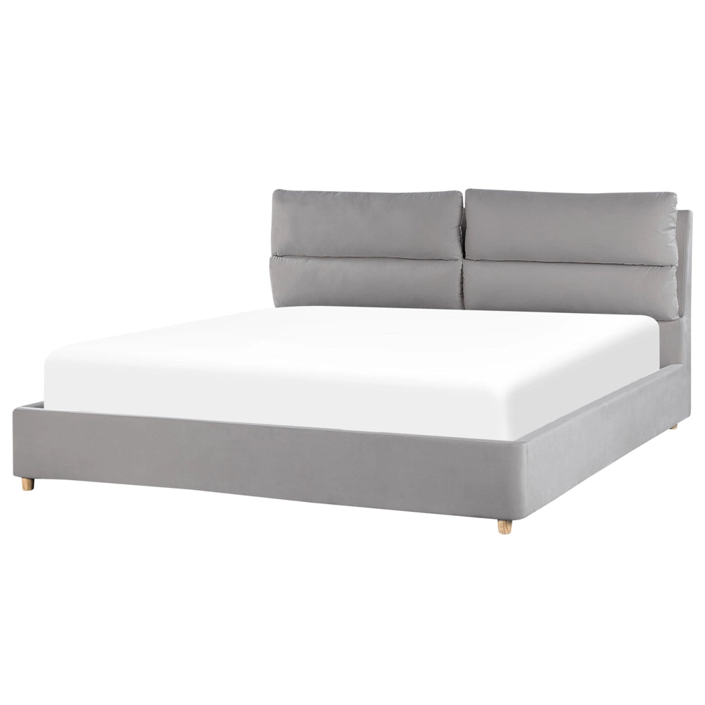Letto matrimoniale con contenitore velluto grigio chiaro 180 x 200 cm