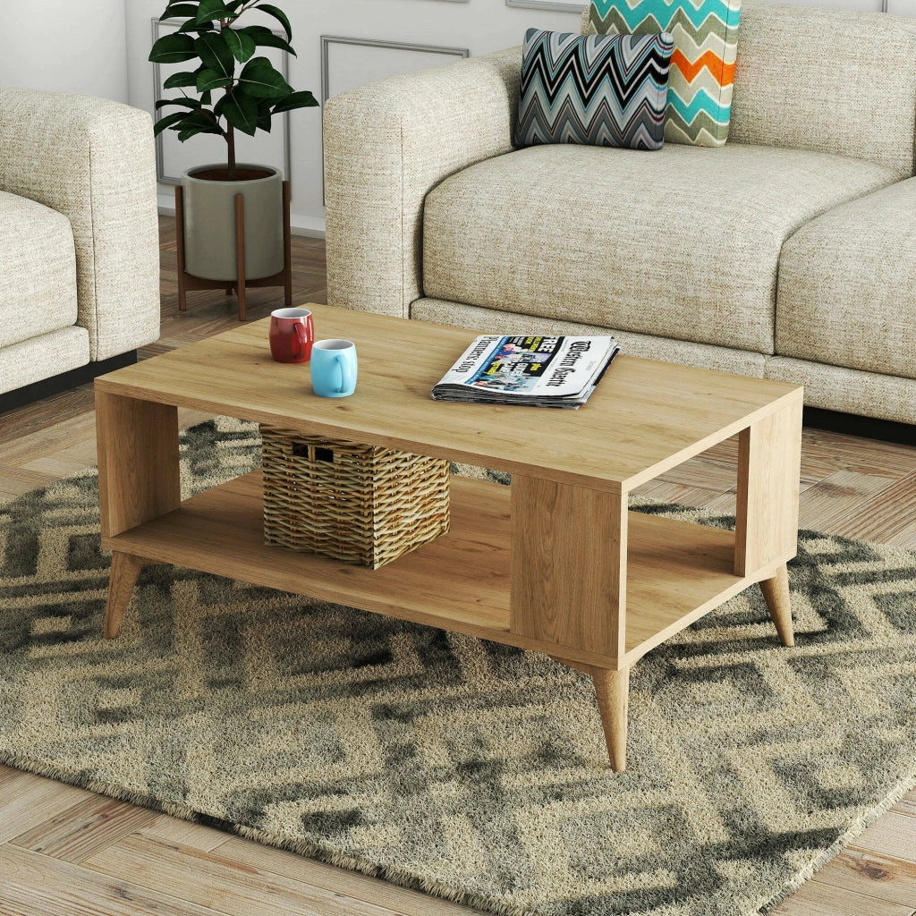 Lozio, Tavolino da Salotto un Vano, 41.6x90x54h cm Marrone Quercia