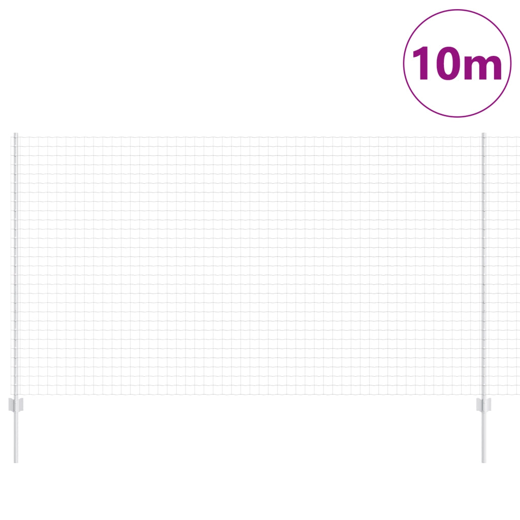 Recinzione Euro con 10 pali U Argento 1,4x10 m Acciaio