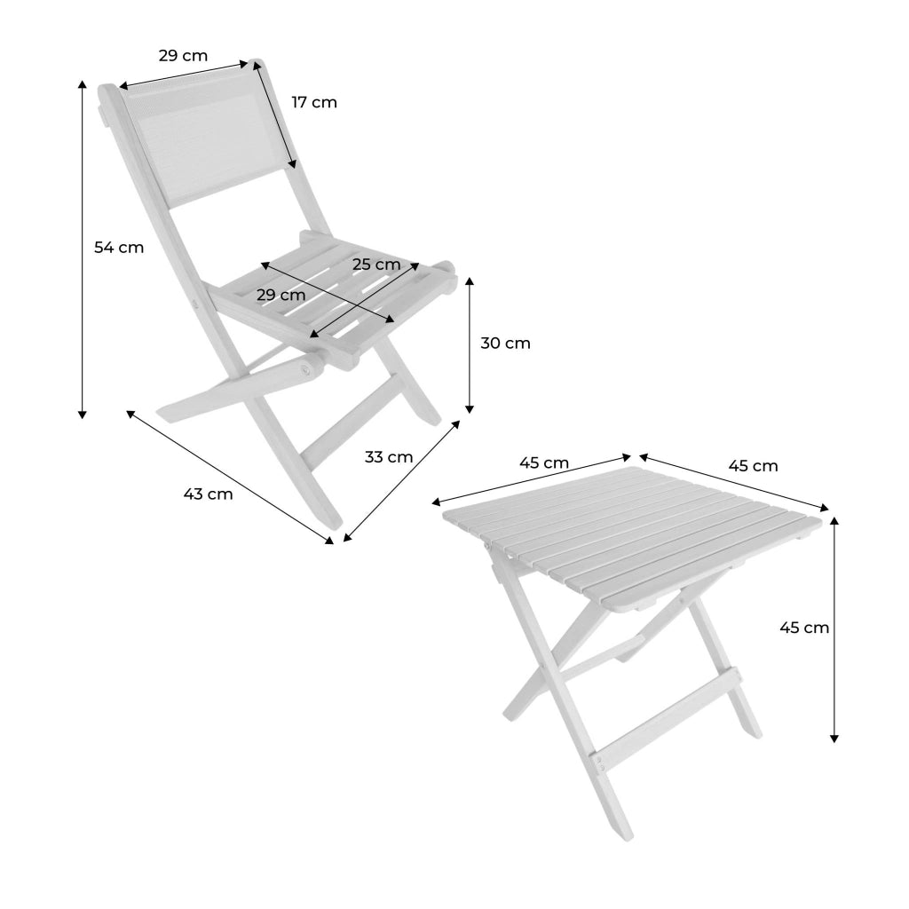 Set tavolo da giardino bistrot per bambini in legno di acacia con 2
