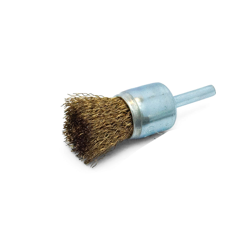 SPAZZOLA FRONTALE FILI ONDULATI ACCIAIO GAMBO 6mm Ø20 mm PULIZIA RUGGINE CEBO