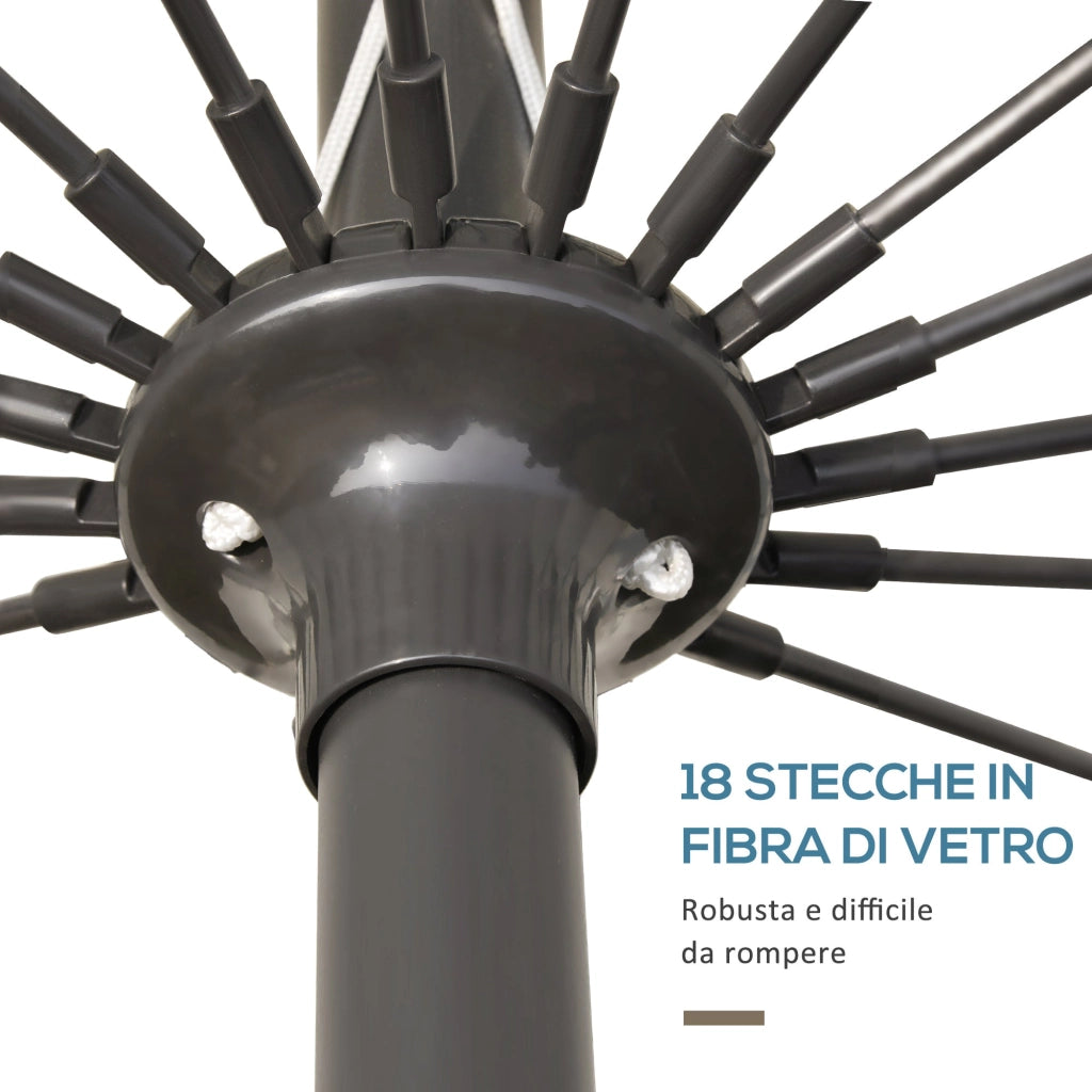 Ombrellone da Giardino Ø2,55m con Manovella Bianco Crema