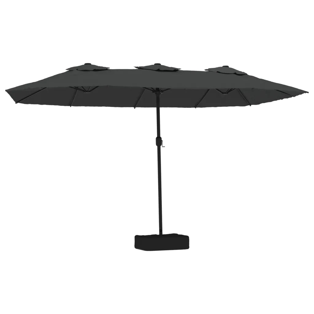 Ombrellone da giardino a doppia testa con illuminazione a LED 449 x 265 cm protezione UV atmosfera accogliente poliestere antracite 02_0047380
