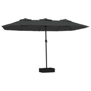 Ombrellone da giardino a doppia testa con illuminazione a LED 449 x 265 cm protezione UV atmosfera accogliente poliestere antracite 02_0047380