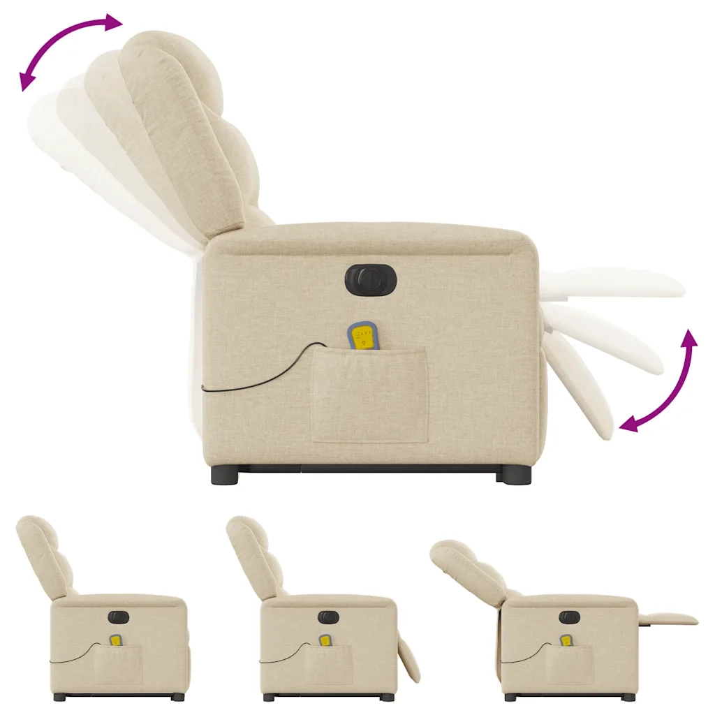 Poltrona Alzapersona Massaggiante Elettrica Crema in Tessuto 3303232