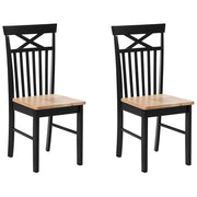 Set di 2 sedie da pranzo nere con legno chiaro in stile tradizionale